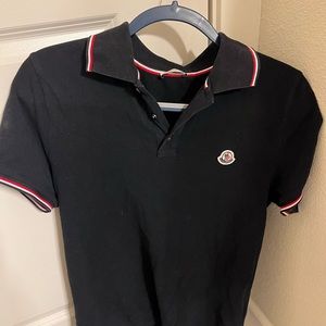 Black mens Moncler collared shirt